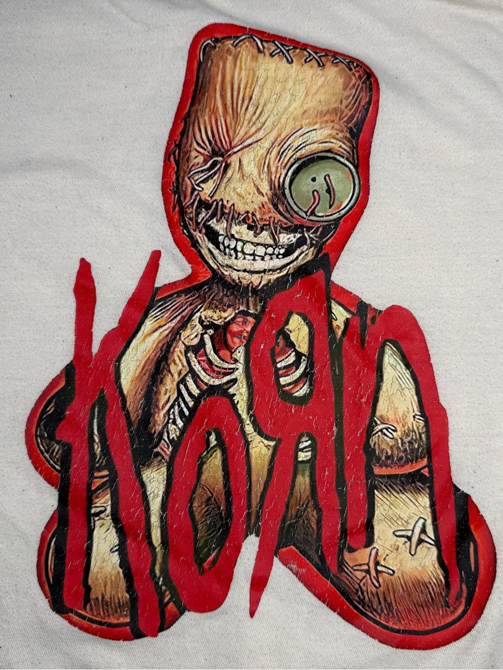 Source Unknown White Short Sleeve Tee with Red Horror Doll Graphic